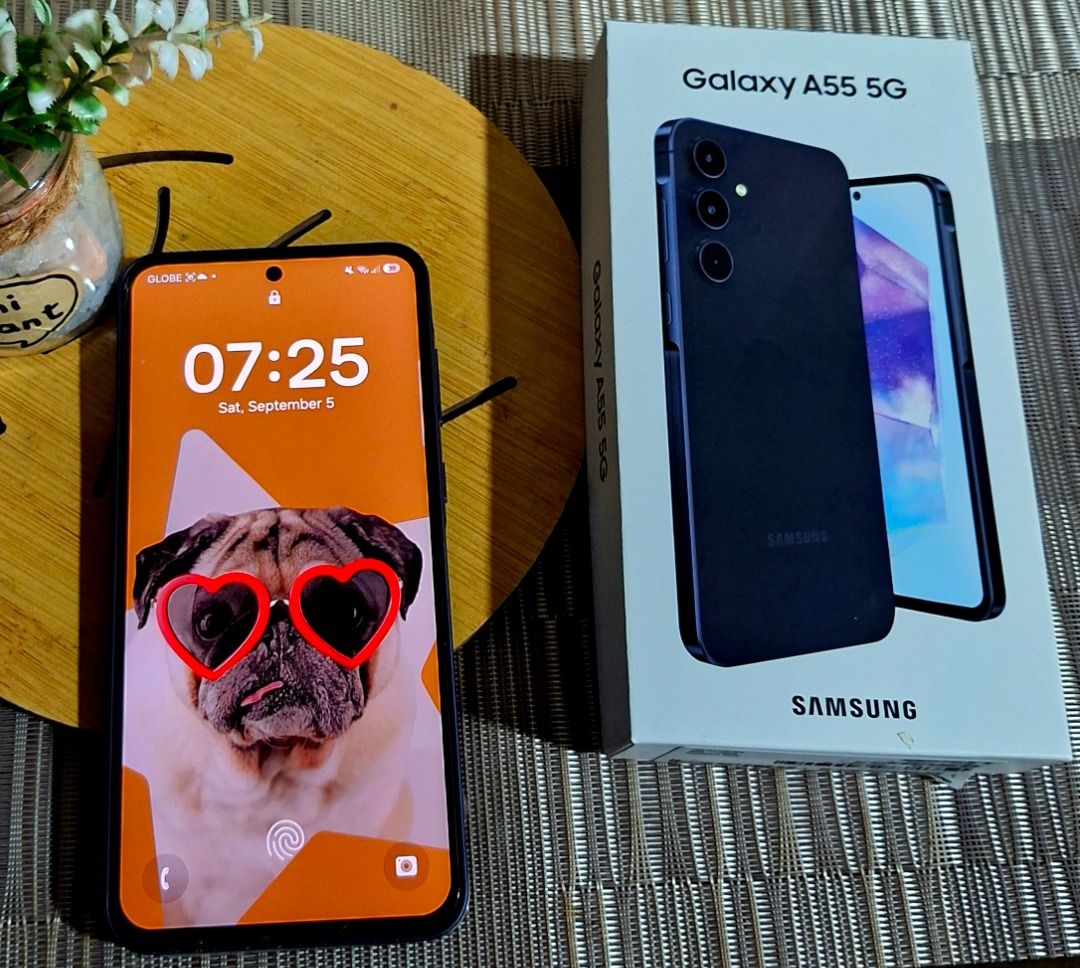 Samsung Galaxy A55 5G For Sale (Category: Samsung) located in Manila. Submitted by mikehassan (Listing ID 1459916486, Image 3). Description: Samsung Galaxy A55 5G Color: Awesome Navy Blue 8gb RAM / 128gb storage No issue, 99% smooth No issue of repair Globe locked Dual Sim NTC Approved Inclusion: unit, tempered glass & original clear case from Globe RFS: phone upgrade NO to swap Meetup: within San Pedro & Binan area If interested, you can text me