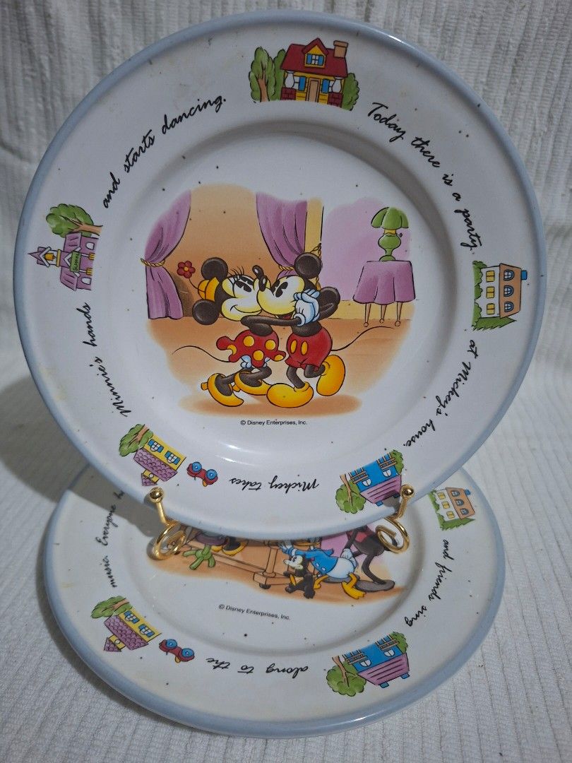Sango Disney Mickey Mouse Ceramic Plate (Category: Other Kitchen Appliances) located in Consolacion. Submitted by luxekerei (Listing ID 1460029539, Image 2). Description: - vintage Disney Character Series ceramic plates made by Sango, featuring a party scene with Mickey and Minnie Mouse..