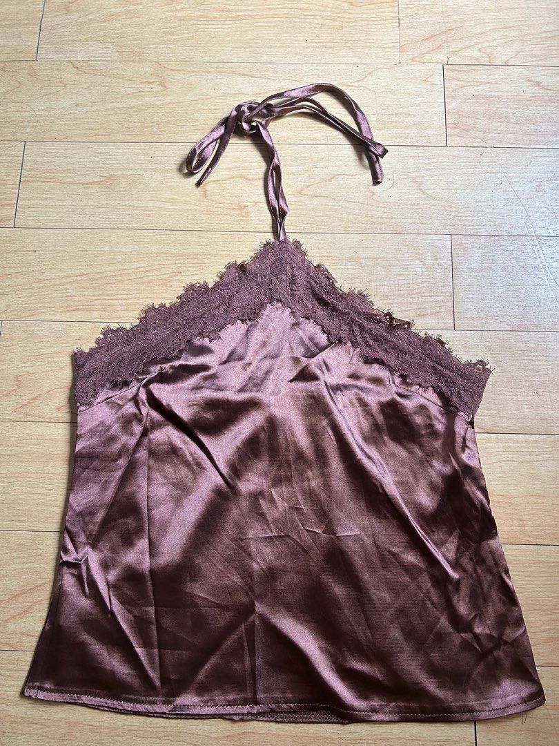 Satin Halter Top with Lace Trim (Category: Sleeveless) located in Mandaluyong City. Submitted by bayline999 (Listing ID 1459926903, Image 2). Description: .