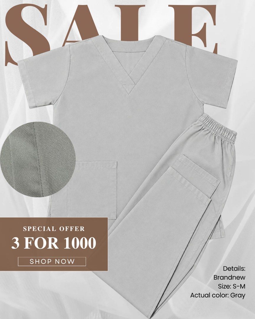 Scrub suit for nurse or uniform (Category: Sets or Coordinates) located in Quezon City. Submitted by fiona.vvn (Listing ID 1460059865, Image 3). Description: loc: QC size: Small to medium worn by female Rfs: decluttering TAKE ALL FOR 1K (with make up pfreebies) 💌 .