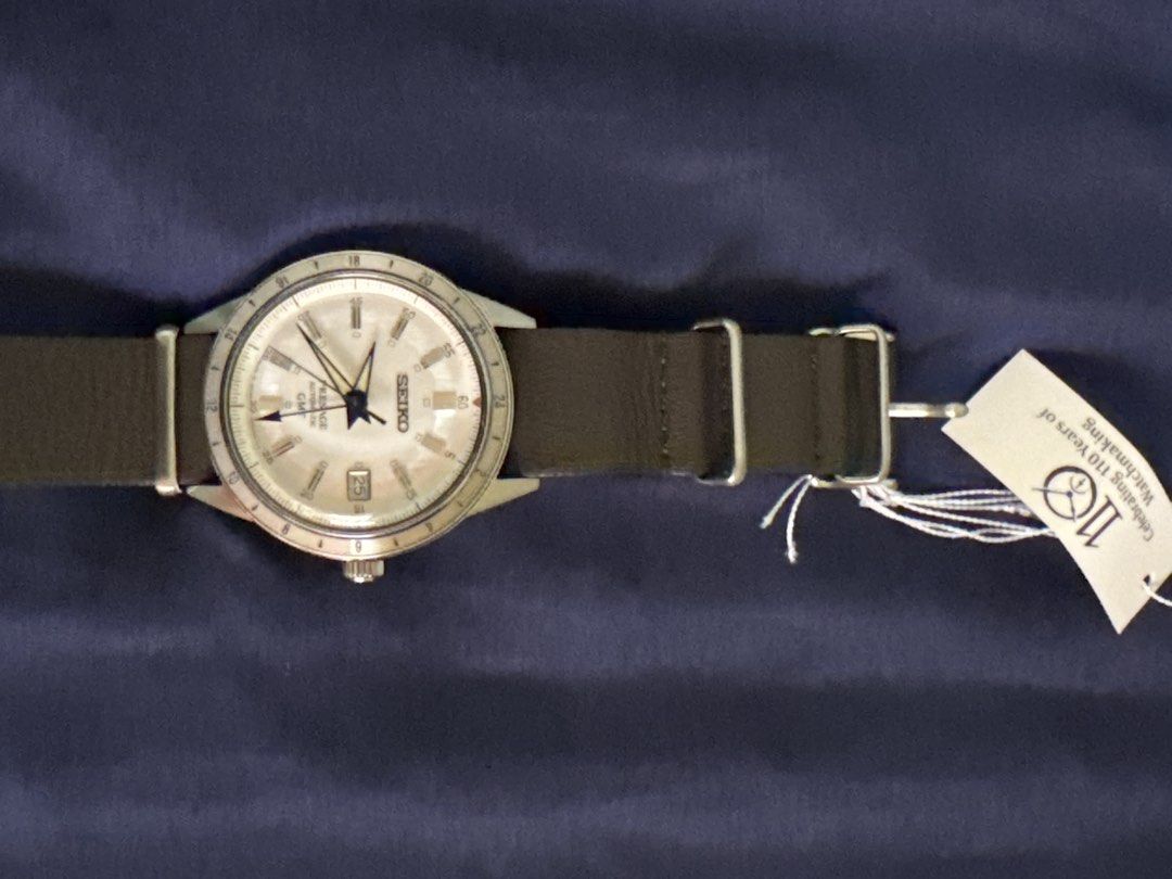 Seiko Presage Automatic GMT 110th Anniversary “Laurel Edition” - JDM (Category: Men's Watches) located in Paranaque City. Submitted by boogeycc (Listing ID 1459973443, Image 1). Description: - Seiko Presage 110th Anniversary Edition - Automatic GMT movement - Elegant silver dial - Convenient date window - Includes dark strap with buckle - Brand new with tag still attached - Japan bought.