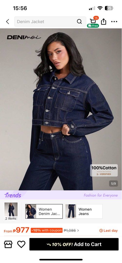 SHEIN Cropped Denim Jacket (Category: Coats, Jackets and Outerwear) located in Valenzuela. Submitted by gwenstacey_ (Listing ID 1459988901, Image 1). Description: - Classic dark wash denim jacket - Cropped style with a relaxed fit - Button front closures - Two chest pockets - Made from 100% cotton - Versatile for layering over any outfit.
