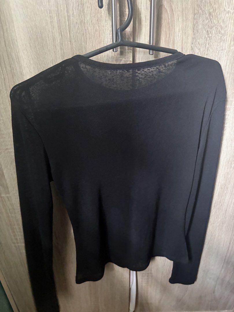 SHEIN Longsleeve Black (Category: Others Tops) located in Manila. Submitted by risksses (Listing ID 1459957603, Image 2). Description: Good for layering XS-S See through.