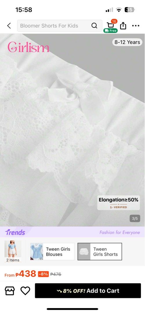 Shein White Ruffled Shorts (Category: Shorts) located in Valenzuela. Submitted by gwenstacey_ (Listing ID 1459989554, Image 2). Description: - Features charming ruffles and lace details - Comfortable stretchy material - Ideal for layering or as a standalone piece.