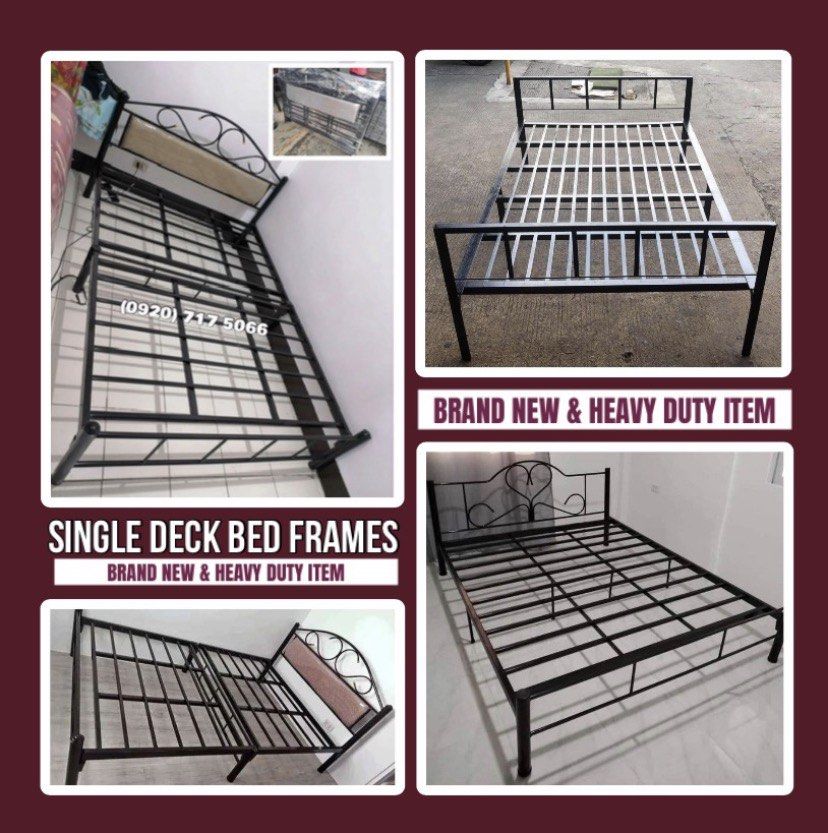 Single deck bed frame (Category: Bed Frames & Mattresses) located in Las Pinas. Submitted by felix.morco (Listing ID 1460045883, Image 1). Description: SUPPLIER AND MANUFACTURER •HEAVY DUTY AND BRAND NEW ITEMS HOME FURNITURES SINGLE DECK (MILITARY FLAT BAR) •30”x75” = P1,600 •36”x75” = P1,800 •42”x75” = P2,700 •48”x75” = P3,000 •54”x75” = P3,400 SINGLE DECK (TUBE TYPE) •30”x75” = P2,200 •36”x75” = P2,500 •48”x75” = P2,800 •54”x75” = P3,200 •60”x7