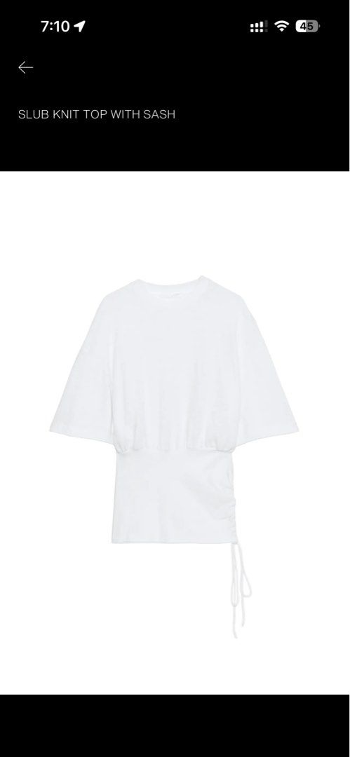 Slub Knit Top with Sash (Category: Blouses) located in Manila. Submitted by ejjjjjjjt (Listing ID 1460029747, Image 1). Description: Brand new Zara top, recently Purchased never been used and I got it wrong size po .