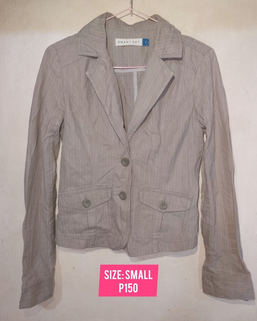 SMART SET Small Blazer Coat (Category: Coats, Jackets and Outerwear) located in Paranaque City. Submitted by unlishopparanaque (Listing ID 1459995769, Image 1). Description: Brand: Smart Set Size: Small P150 only Location:Paranaque Meetup: SM BF (+P50 hf for orders below 1k) Shipping via Lalamove and JnT Express only MOP: COD and Gcash available #blazerforwomen #blazer #coatforwomen #coat #smartsetblazer.