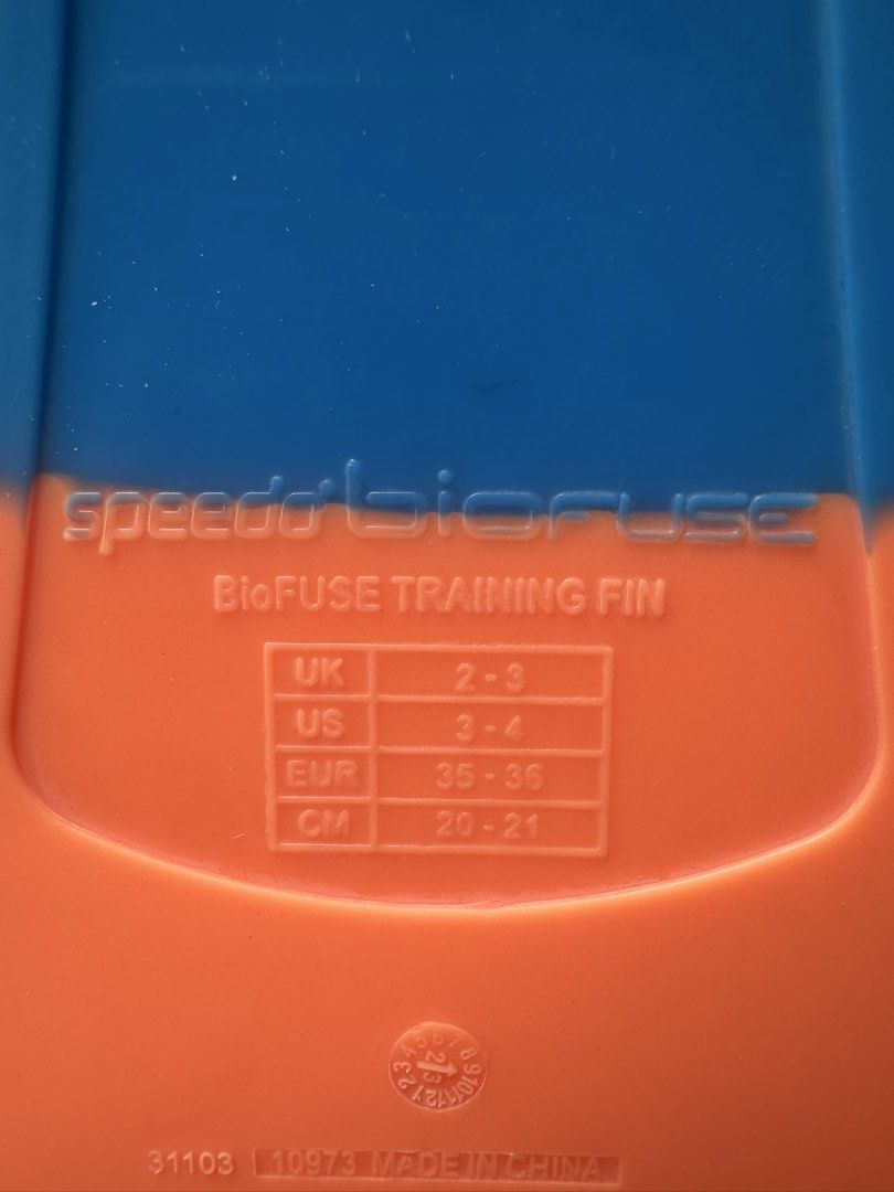 Speedo Biofuse Training Fins Size US 3-4 (Category: Other Sports Equipment and Supplies) located in Quezon City. Submitted by juliusl16 (Listing ID 1459924862, Image 3). Description: - Speedo Biofuse Training Fins - Color: Orange and Blue - Size: US 3-4 / EUR 35-36 - Ideal for swim training - Enhance your pool workout What you see is what you get. Meet at Tiendesitas Pasig or get via Lalamove.