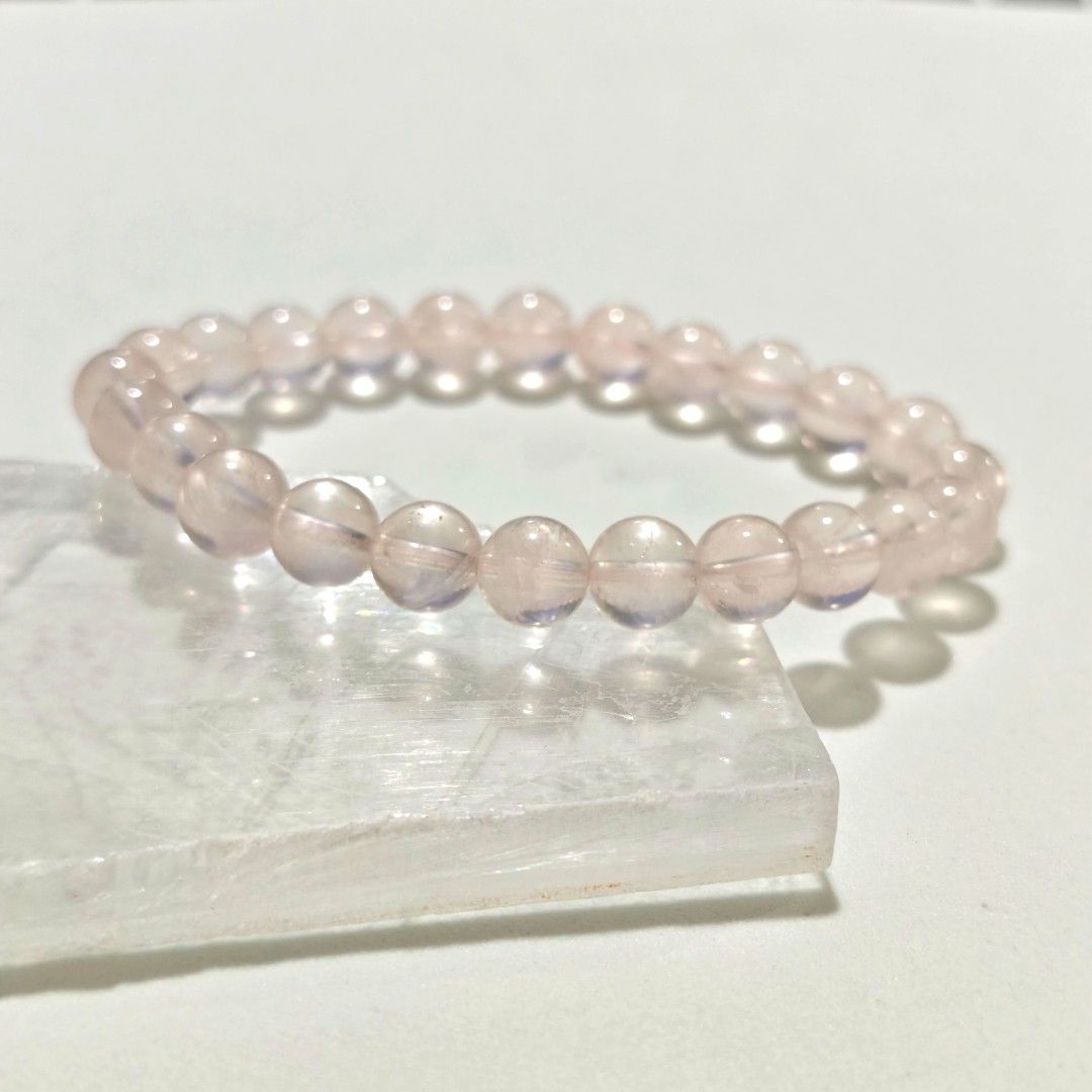 Starlight Rose Quartz Bracelet (Category: Bracelets) located in Makati City. Submitted by lily.lala (Listing ID 1460030229, Image 1). Description: Starlight Rose Quartz Bracelet - unused personal collection Payment: gcash/bank Delivery: lalamove/grab/lbc Rfs: downsizing.