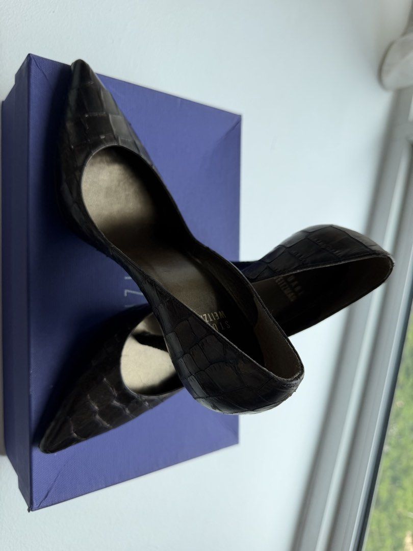 Stuart Weitzman (Category: Heels) located in Singapore. Submitted by hmwan (Listing ID 1459979587, Image 3). Description: - Brand: Stuart Weitzman - Color: bronze - Material: leather - Style: Heels - Toe: Pointed - Details: leather sole - Condition: Comes with original box - Perfect for adding style to any outfit..