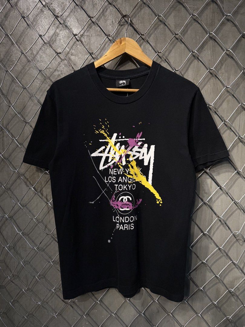 Stussy Worldtour Splatter Black Tee. (Category: Tshirts & Polo Shirts ) located in Manila. Submitted by ardobe.mnl (Listing ID 1460086728, Image 1). Description: Stussy Worldtour Splatter Black Tee. Size: Small-Medium Dimes: 18.5x27 Condition: Excellent (9.5/10) Flaw: Hairline Crack Dm for details or any inquiries! 🛒📥.