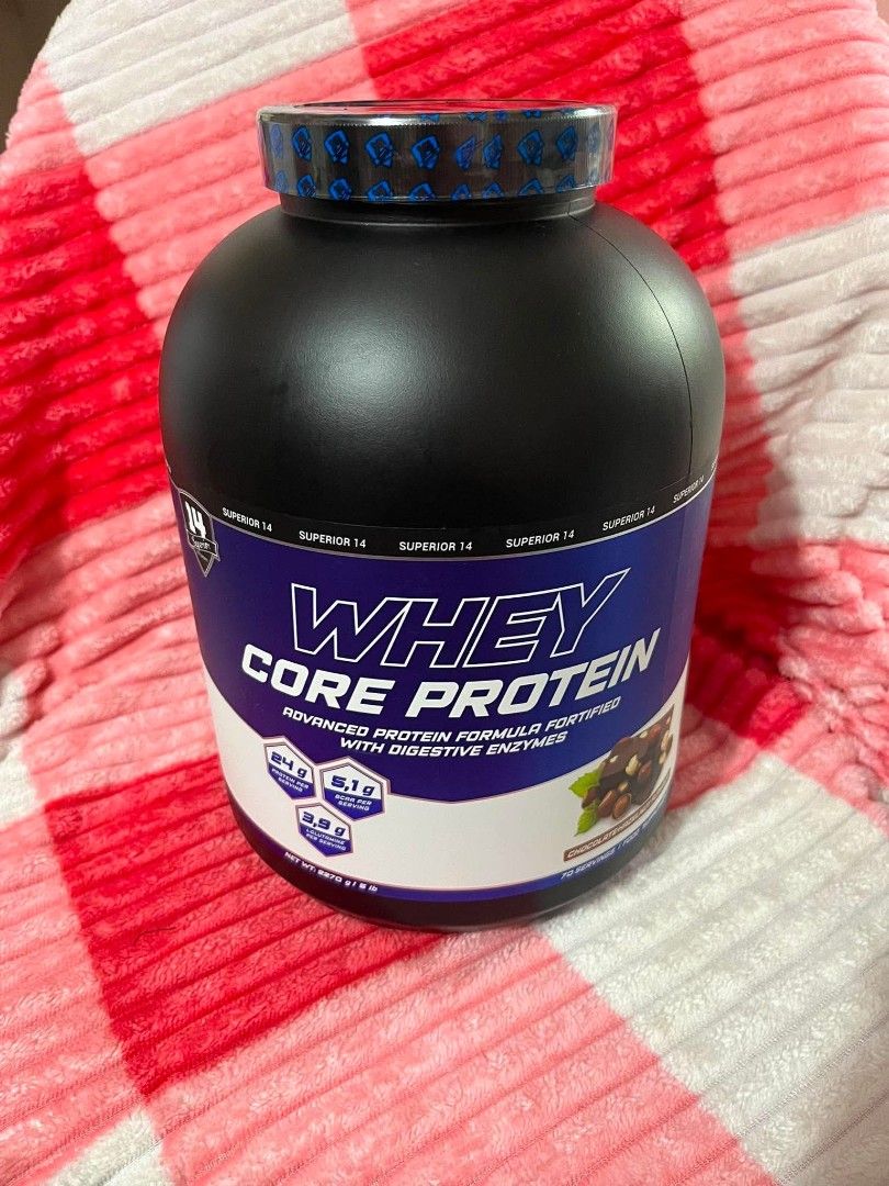 Superior 14 Whey Core Protein Advanced Formula (Category: Sports & Fitness Nutrition) located in Manila. Submitted by zealdeer_5f4b49 (Listing ID 1460056708, Image 1). Description: - Superior 14 Whey Core Protein: Advanced formula with digestive enzymes. - High Protein Content: 24.9g protein per serving. - Key Amino Acids: 5.1g BCAAs and 3.5g Glutamine per serving. - Generous Supply: 70 servings per tub. - Bonus Items: Includes Strive Nutrition C