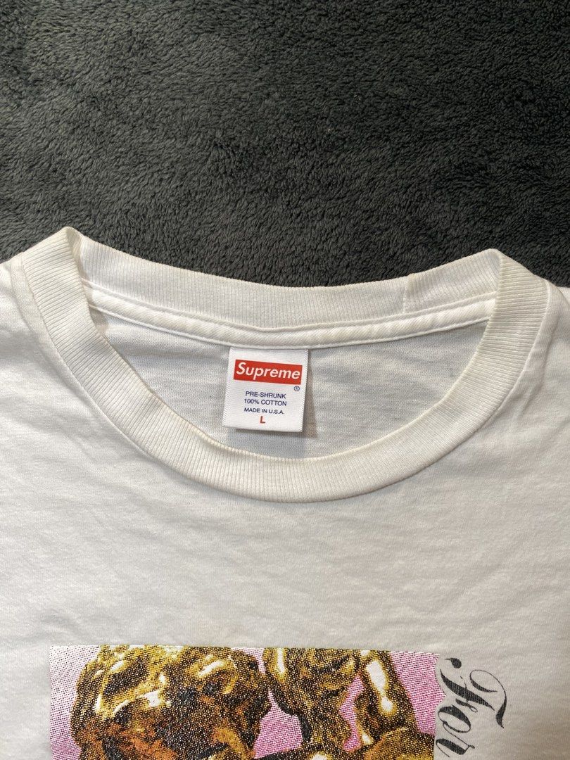 SUPREME LOVERS TEE (Category: Tshirts & Polo Shirts ) located in San Lorenzo. Submitted by thriftnigeorge (Listing ID 1459914780, Image 3). Description: EXCELLENT CONDITION ISSUE HAIRLINE ON PRINT DIMENSIONS LENGHT 29 WIDTH 23.