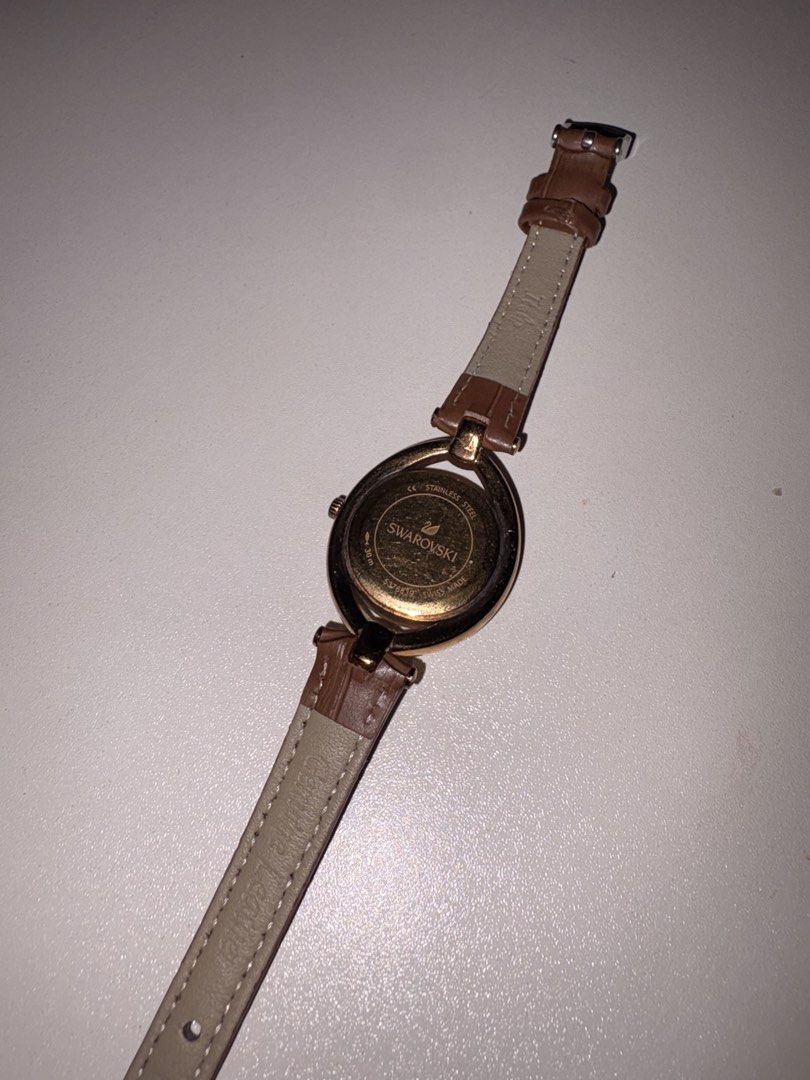 Authentic Swarovski Stella Leather Ladies Watch (Category: Women's Watches) located in Davao. Submitted by urelegantminimalist (Listing ID 1460034330, Image 2). Description: Original Swarovski watch Strap changed to genuine leather because the original strap broke No more box, bought in Canada. I can provide an alternative box Seldom used, with signs of usage but does not affect the watch Working well Price negotiable.