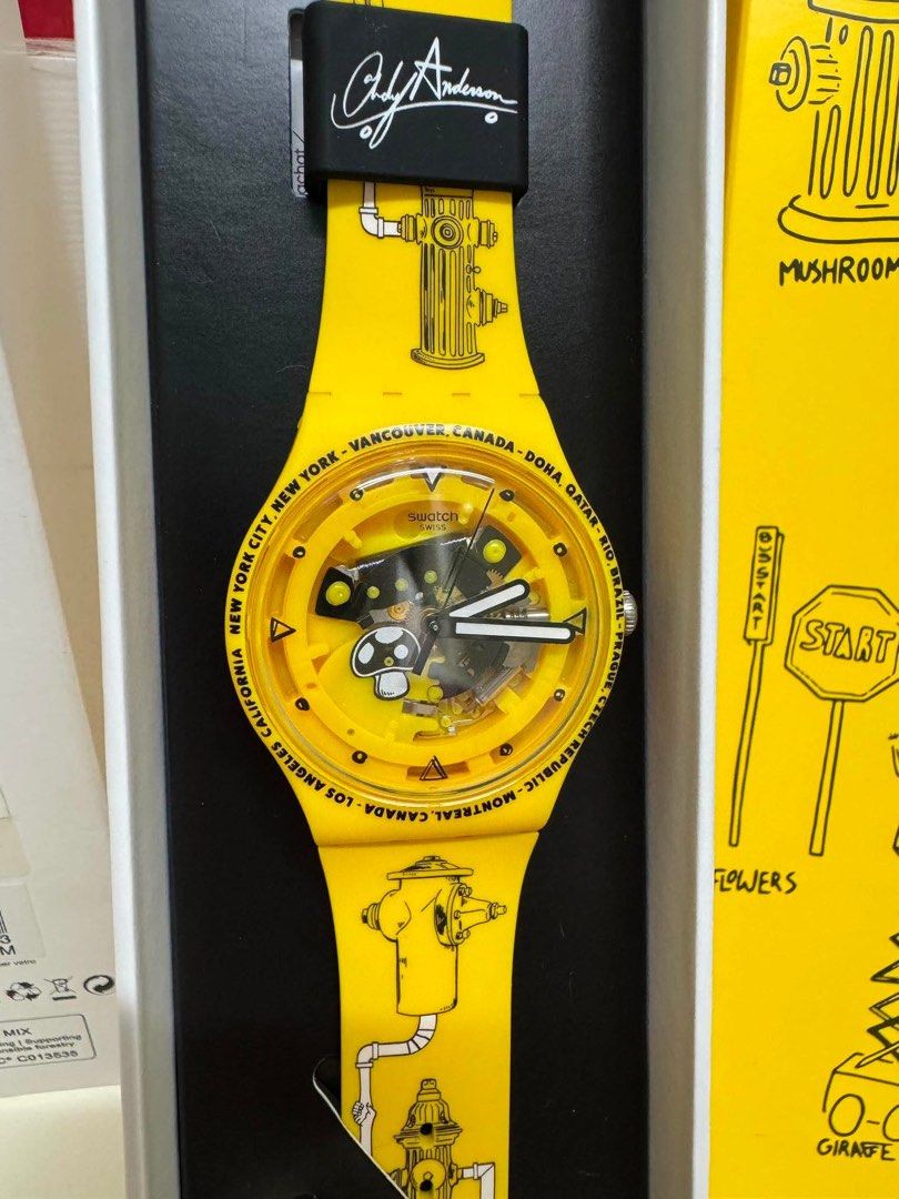 Swatch Andy Warhol "The Sun" Watch (Category: Women's Watches) located in Los Banos. Submitted by 0akley_07 (Listing ID 1459973237, Image 2). Description: - Authentic Swatch watch designed by Andy Warhol. -never been used/brand new -with box payment first‼️ gcash only negotiable.