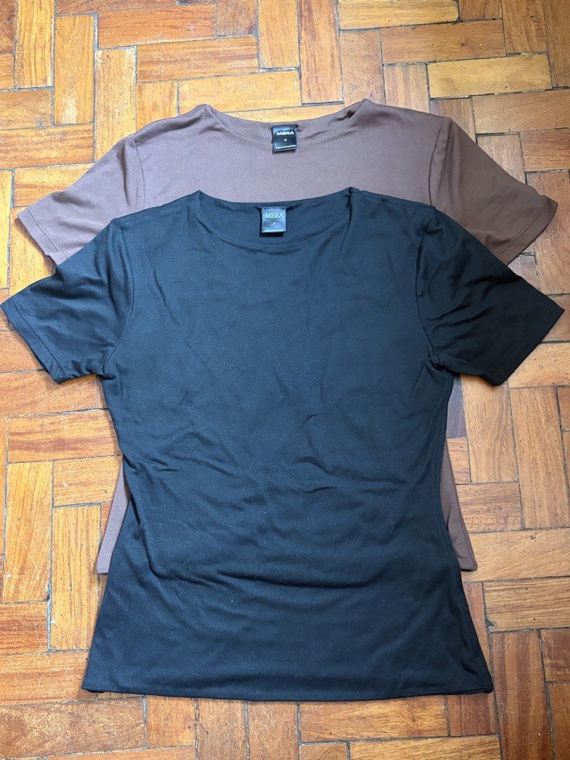 TAKE ALL Mera Basic Bundle (Category: Shirts) located in Makati City. Submitted by dmazing (Listing ID 1459983762, Image 2). Description: - all are either used once or never used - no flaws - fabric is v stretchable so could fit up to large includes: 1x Mera Martina 2x Mera Renata 2x Mera Regina .