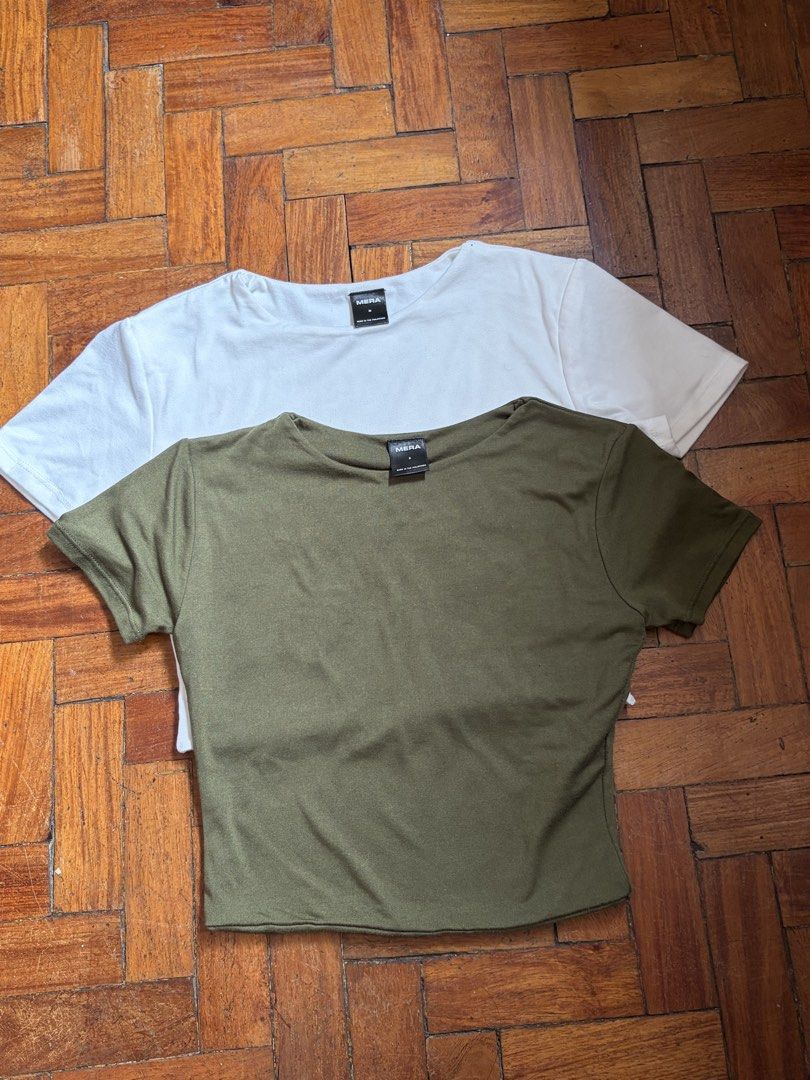 TAKE ALL Mera Basic Bundle (Category: Shirts) located in Makati City. Submitted by dmazing (Listing ID 1459983762, Image 3). Description: - all are either used once or never used - no flaws - fabric is v stretchable so could fit up to large includes: 1x Mera Martina 2x Mera Renata 2x Mera Regina .