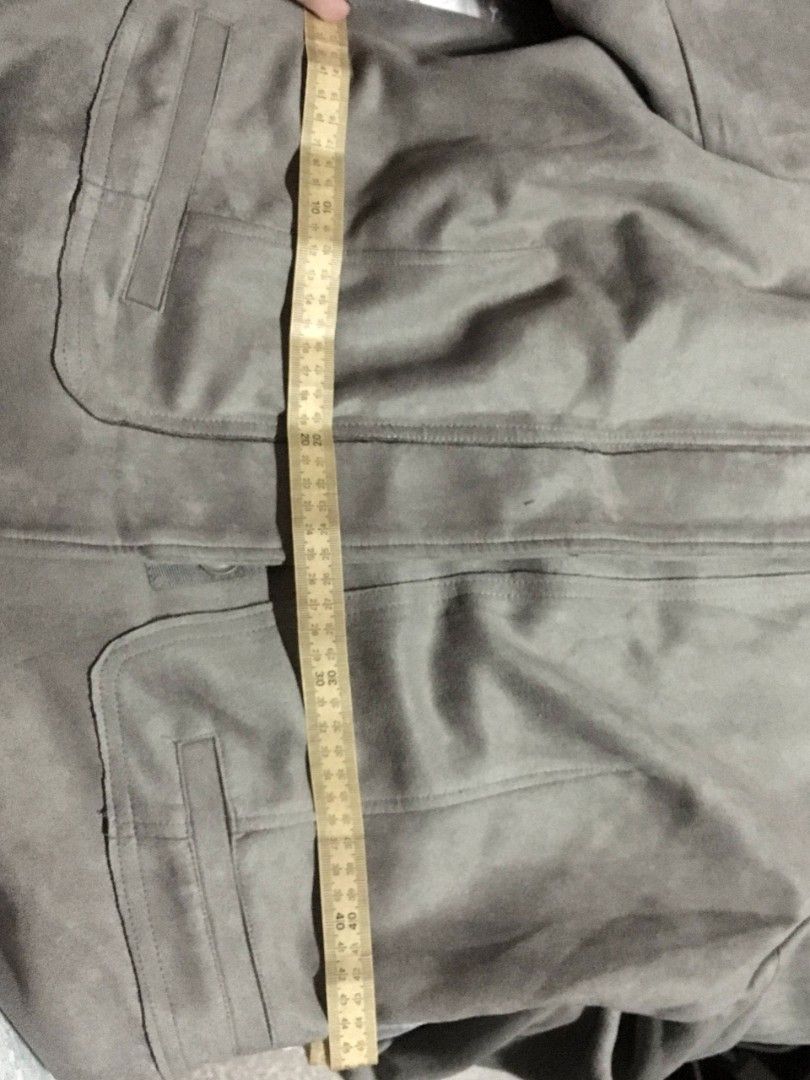 Taupe Faux Suede Button Front Jacket (Category: Coats, Jackets and Outerwear) located in Quezon City. Submitted by lizzyslittleletgos (Listing ID 1459921306, Image 2). Description: ☆ regular size ☆ embroidery design at the back ☆ comfortable.