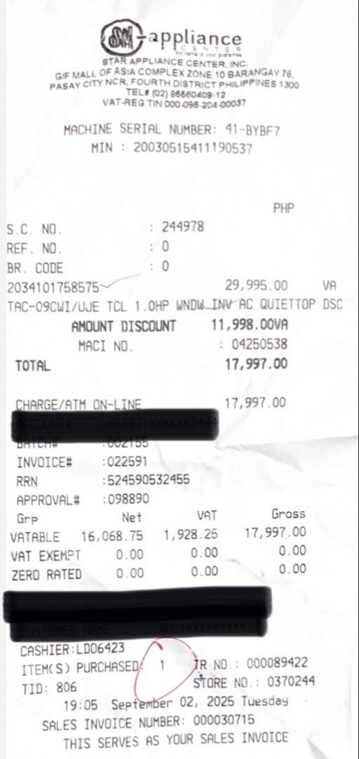 TCL 1HP Inverter (Category: Air Conditioning and Heating) located in Las Pinas. Submitted by summerpot (Listing ID 1459975026, Image 2). Description: TCL window type aircon 1HP, inverter 1 year use only, bought for 18K Pick up in Las Pinas or shipping c/o client.