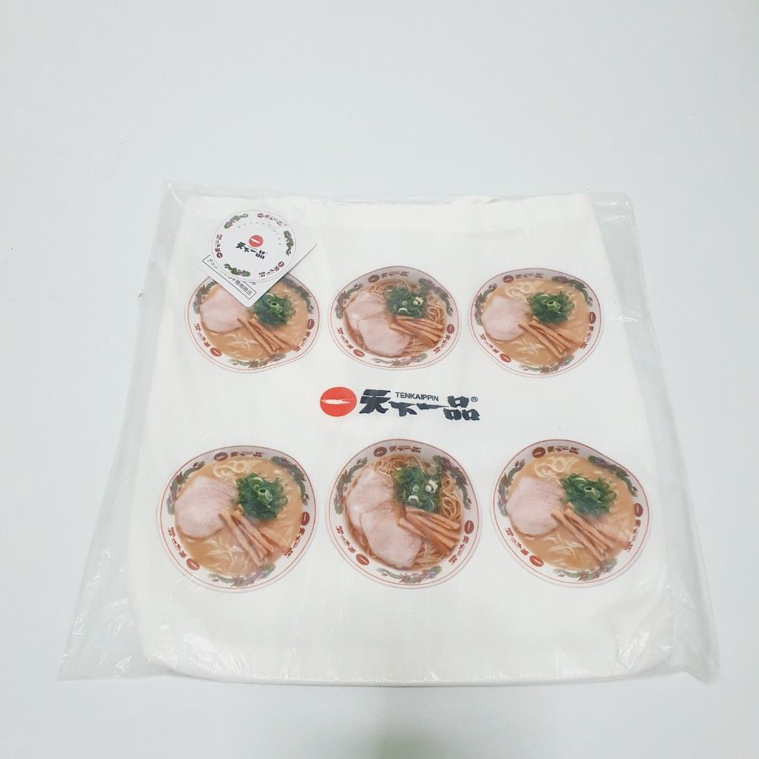 Tenkappin Ramen Tote Bag (Category: Tote Bags) located in Taytay. Submitted by kyo.mono (Listing ID 1460067386, Image 2). Description: 💟Follow us on IG: kyo.mono for faster replies TikTok: kyo.mono_ for videos and review Brand new with paper tag Auth from Japan Actual photo posted Thick material Front and back print.