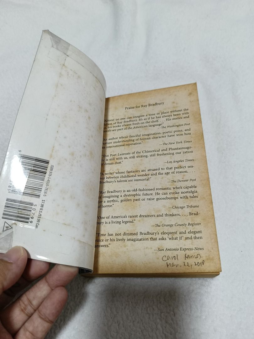 The Illustrated Man by Ray Bradbury (Category: Storybooks) located in Quezon City. Submitted by prelovedbooks2026 (Listing ID 1459974671, Image 2). Description: Price: Final - Let's save each other's time Annotations (if any: written with a PERMANENT BALLPOINT PEN, that's why it's CHEAP) NO TO LOW BALLERS (BARAT). WE'RE LISTING OUR STUFF BECAUSE WE NEED TO. - Name inscribed inside the front cover - Minor discoloration and foxing on inside pages a