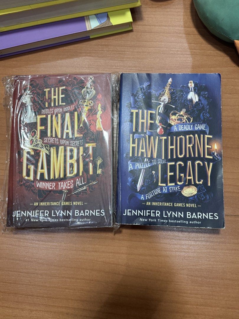The Inheritance Games Book 2 & 3 Bundle (Category: Children's Books) located in Manila. Submitted by ouiouiebaguette (Listing ID 1459988244, Image 1). Description: The Inheritance Games Books 2 & 3 Bought from 🍊app and Fullybooked The Hawthorne Legacy (Sequel to the Inheritance Games) By Jennifer Lynn Barnes Condition: Well-loved, has creases and the sides are yellowing (a little) The Final Gambit (Book 3 of the Inheritance Games) Condition: Lik