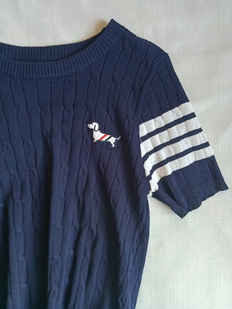 Thom browne cable knit for her (Category: Shirts) located in Bagabag. Submitted by thrift_stories96 (Listing ID 1460072150, Image 2). Description: Thom browne cable knit for her Navy blue actual color Medium Length - 22 Width - 16.5 stretch up to 18 Condition - excellent No flaw.