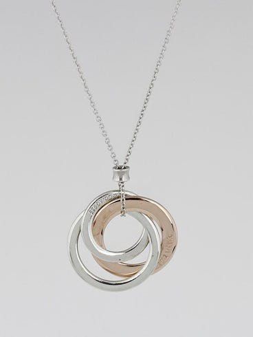Tiffany and Co Interlocking Circle Necklace (Category: Necklaces) located in Quezon City. Submitted by theluxurycityph. (Listing ID 1459929914, Image 2). Description: Tiffany & Co Interlocking Circles Necklace Pendant Silver and Rubedo Metal.