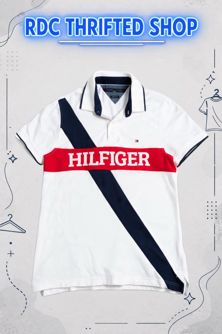 Tommy Hilfiger Polo Shirt (Category: Tshirts & Polo Shirts ) located in Las Pinas. Submitted by rdcthriftedshop (Listing ID 1460042139, Image 1). Description: 📦 Tommy Hilfiger (Authentic) Spell out embroider Medium on tag Width: 18.5 Length: 27 EXCELLENT CONDITION Color rate: 9/10 Issue: Super Light Bloody stain.
