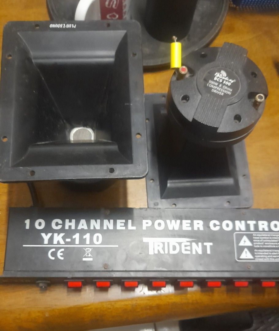 Trident YK-110 10 Channel Power Controller & Horn Tweeter Set (Category: Soundbars, Speakers & Amplifiers) located in Manila. Submitted by geerrry (Listing ID 1460057116, Image 1). Description: Trident power controller 10channel no issue ilaw lahat Plastic Tweeter Horn 6x7 Inches – Threaded Type Broadway 300w compression driver ISSUE: SIRA NA VOICE COIL 1500 all in na po las piñas loc.