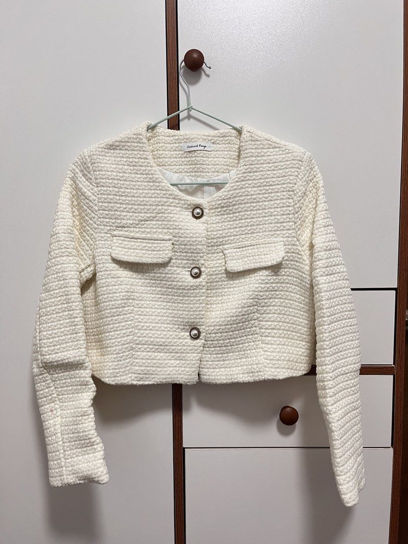 Tweed Jacket (Category: Coats, Jackets and Outerwear) located in Trece Martires City. Submitted by imwelllovedvintage (Listing ID 1460070031, Image 1). Description: White Tweed Jacket •good condition •will send dimensions upon request.