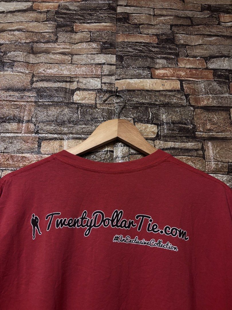 TWENTYDOLLARTIE RED TEE (Category: Tshirts & Polo Shirts ) located in Davao. Submitted by angelothriftfinds (Listing ID 1460076395, Image 3). Description: TWENTYDOLLARTIES excellent condition dimension: 26” W | 32” L fit: 3XL size issue: minor crack prints mine: ₱250.