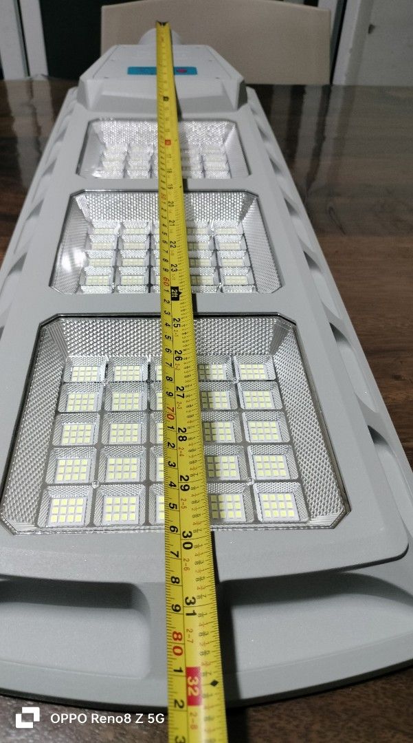 UPIN 300W Solar Street Light with Remote Control (Category: Lighting) located in Manila. Submitted by ablsolar (Listing ID 1460034143, Image 2). Description: - Bright 300W Solar Street Light - High quality solar light - lamp size (81cmx24cm x7cm) -Battery; 2600mah/ Lithium iron phosphate -Solar panel; Mono cristaline -Materials ; Aluminum + optical reflector -Charging time about 6 hours - Lighting time ; 3 rainy days - Comes with remote control p