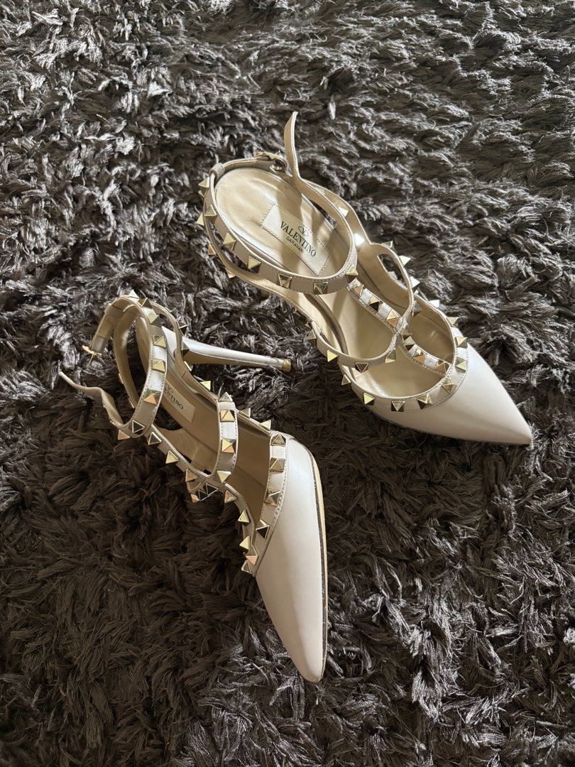 Valentino Beige Rockstud Heels (Category: Sneakers & Footwear) located in Antipolo. Submitted by pinkktopaz (Listing ID 1459987237, Image 2). Description: Lightly used with minor signs of usage Guaranteed authentic No dustbag included Negotiable.