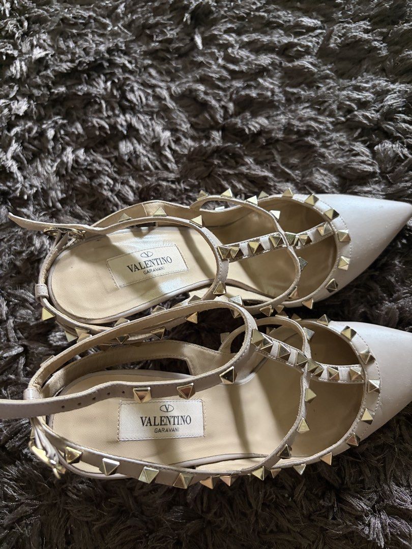 Valentino Beige Rockstud Heels (Category: Sneakers & Footwear) located in Antipolo. Submitted by pinkktopaz (Listing ID 1459987237, Image 3). Description: Lightly used with minor signs of usage Guaranteed authentic No dustbag included Negotiable.