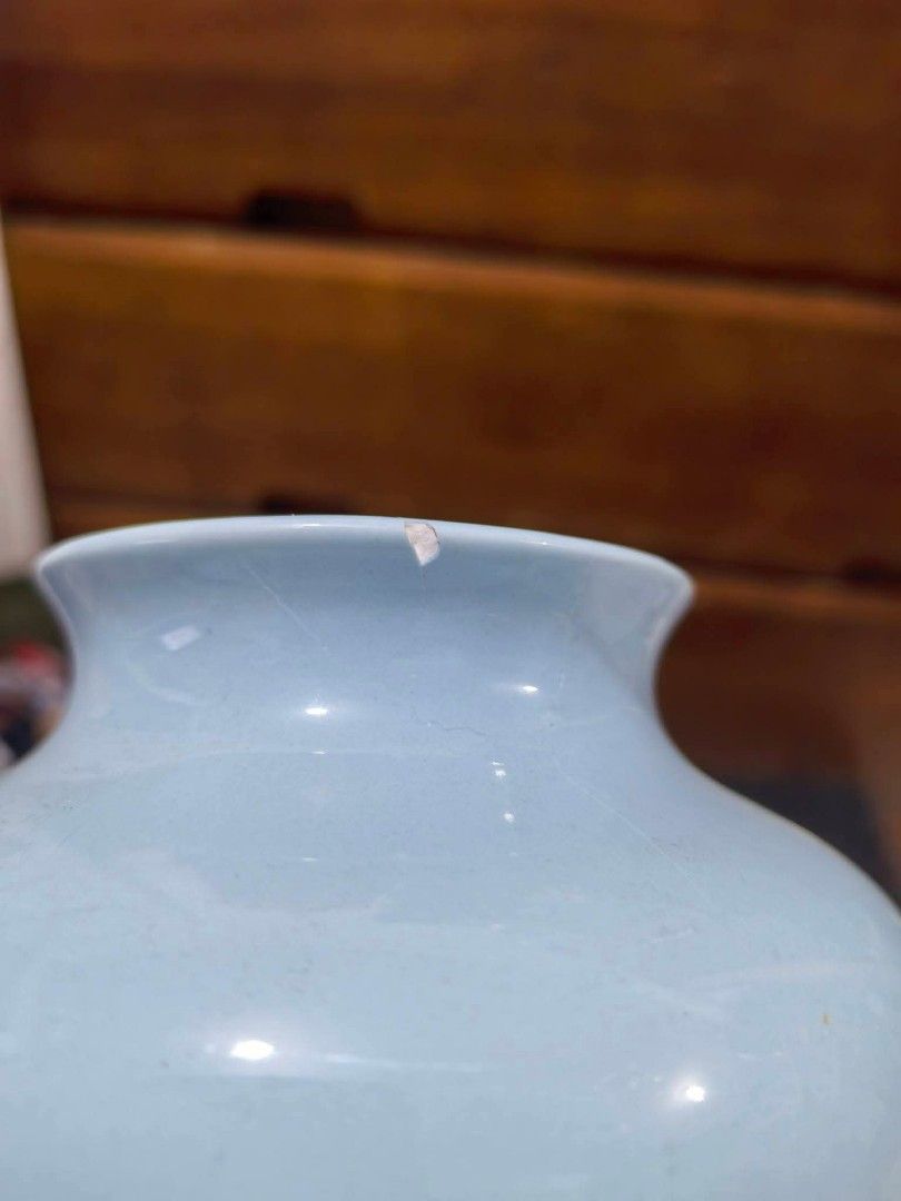Vase (Category: Vases & Decorative Bowls) located in Cebu City. Submitted by dudes_villanueva (Listing ID 1459935721, Image 3). Description: Vase - Light Blue 📌 In very good condition. My tiny chip Lang. Diameter: 4.5 in Height : 4 in.
