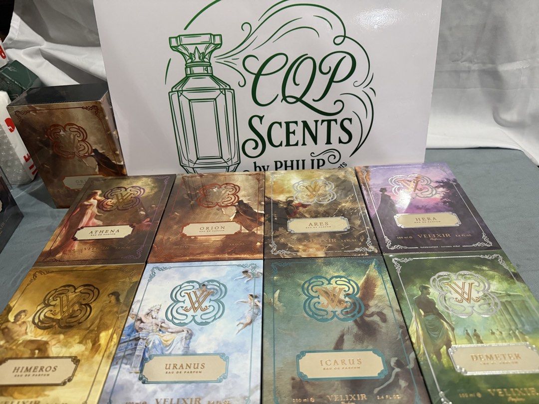 Velixir Parfums BNIB 100ml (Category: Fragrance & Deodorants) located in Quezon City. Submitted by cqpscentsbyphilip (Listing ID 1460000528, Image 1). Description: P1 Velixir Sale all on hand BNIB Php 2599 Ares Athena Orion Hera Php 2799 Demeter Himeros Uranus Php 3350 Icarus 📍CQP Scents by Philip (QC) Less Php 50 pag naka follow sa page 💚 PM.