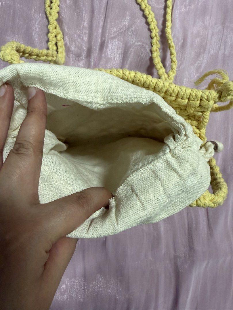 VERAS Crochet Sling Bag – Yellow (Category: Purses & Pouches) located in Taguig. Submitted by dyaaanel (Listing ID 1460060536, Image 3). Description: 💛 VERAS Crochet Sling Bag – Yellow ✨ Selling Price: ₱650 🏷️ Brand: VERAS 👜 Type: Crochet Sling Bag 🎨 Color: Yellow 🏷️ Original Price: ₱950. You can check the VERAS IG account for the actual/current price. ✨ Features: Comes with a removable canvas bag/inner pouch inside. ✨ Condition: Good condit