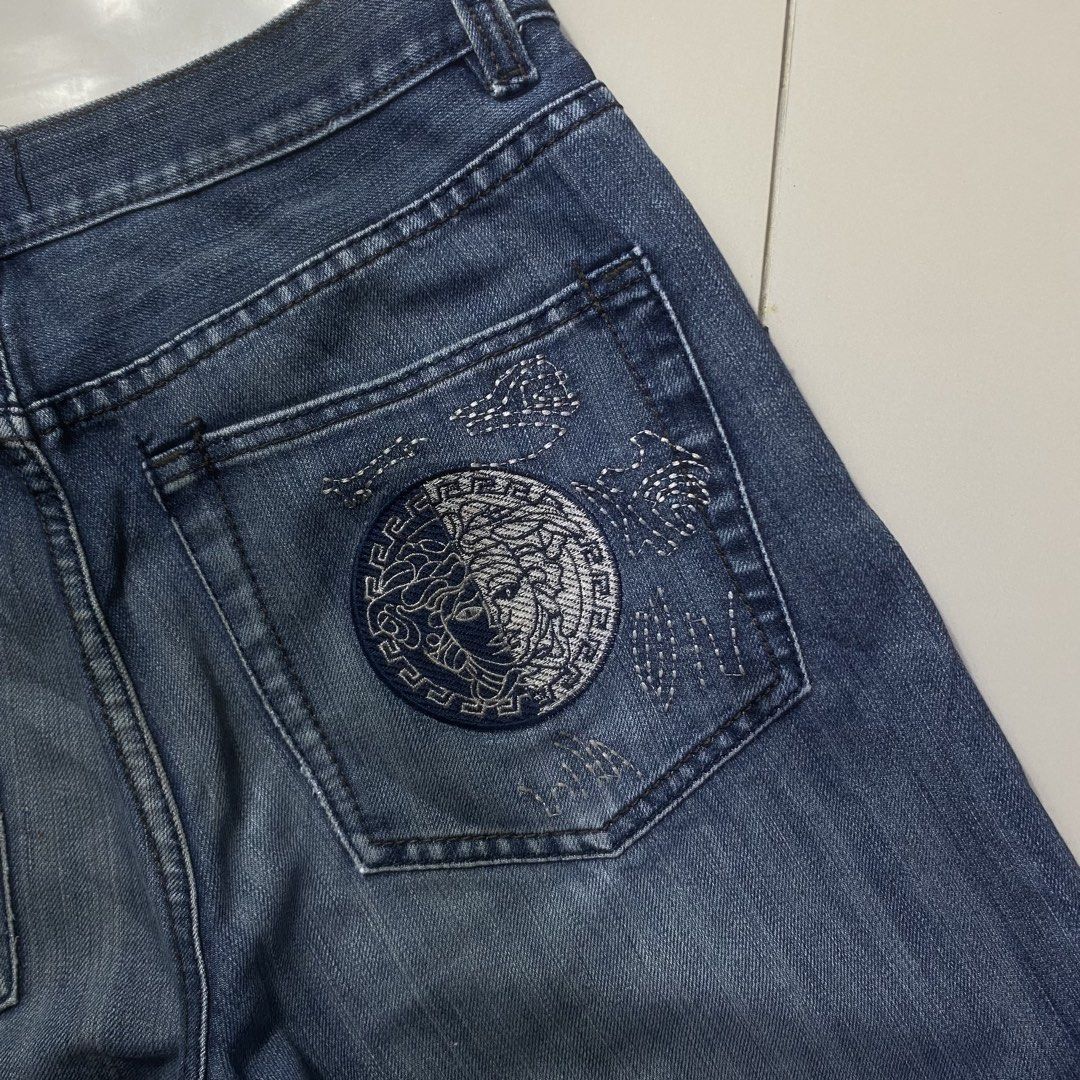 VERSACE (Category: Jeans) located in Manila. Submitted by aym_fortunate (Listing ID 1460097293, Image 3). Description: VERSACE JEANS EXCELLENT CONDITION. NEED WASH ONLY. DIMES. WAIST : 34 LENGTH : 39 THIGH : 12 HEM : 8.5 EMBROID. BOOTCUT JEANS..