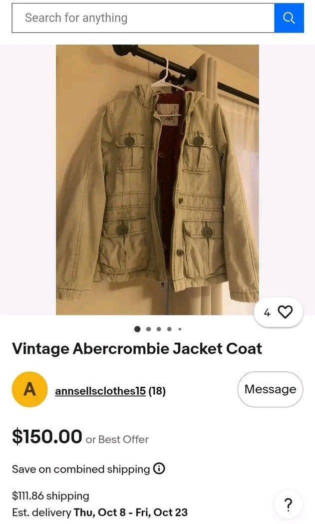 vintage abercrombie jacket (Category: Coats, Jackets and Outerwear) located in Manila. Submitted by gllysv (Listing ID 1460062581, Image 2). Description: stain on lower left pocket but all are in good condition.