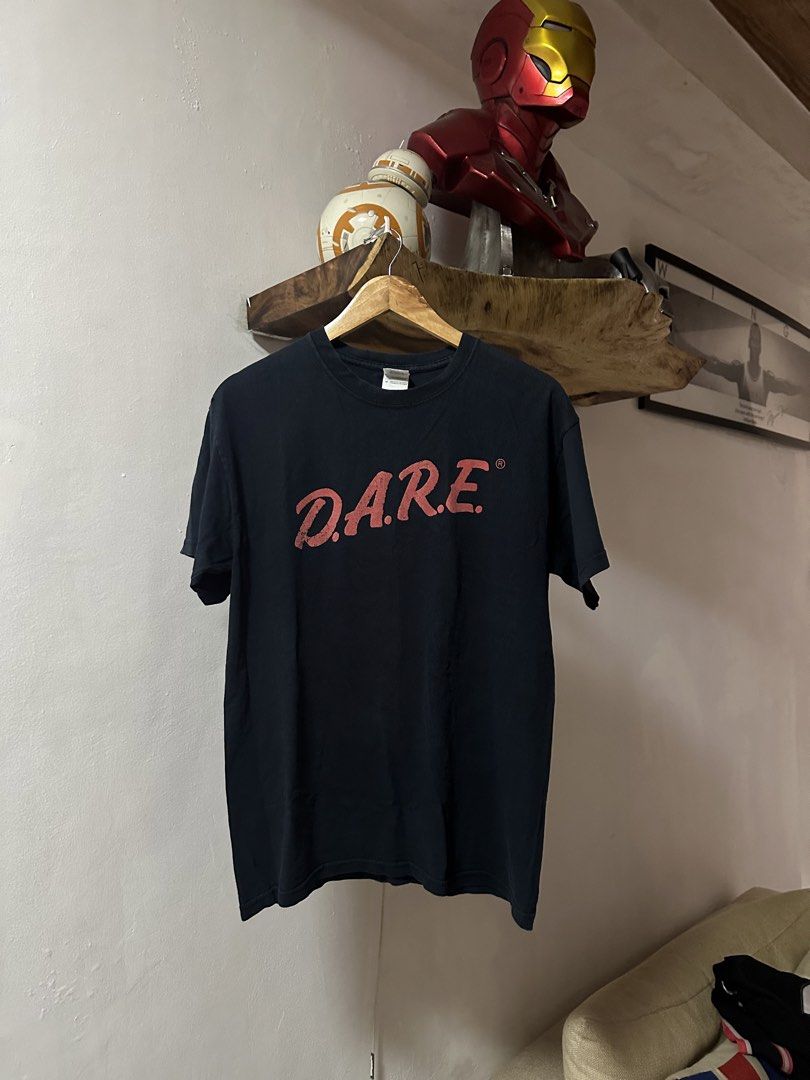 Vintage DARE Shirt (Category: Tshirts & Polo Shirts ) located in Bulacan. Submitted by geoffkristian (Listing ID 1459936000, Image 1). Description: Vintage Dare Shirt Gildan tag Medium on tag Double Stitch Issue: pinholes Check pics for condition Dimensions: Width: 19 Length: 27 ₱349.