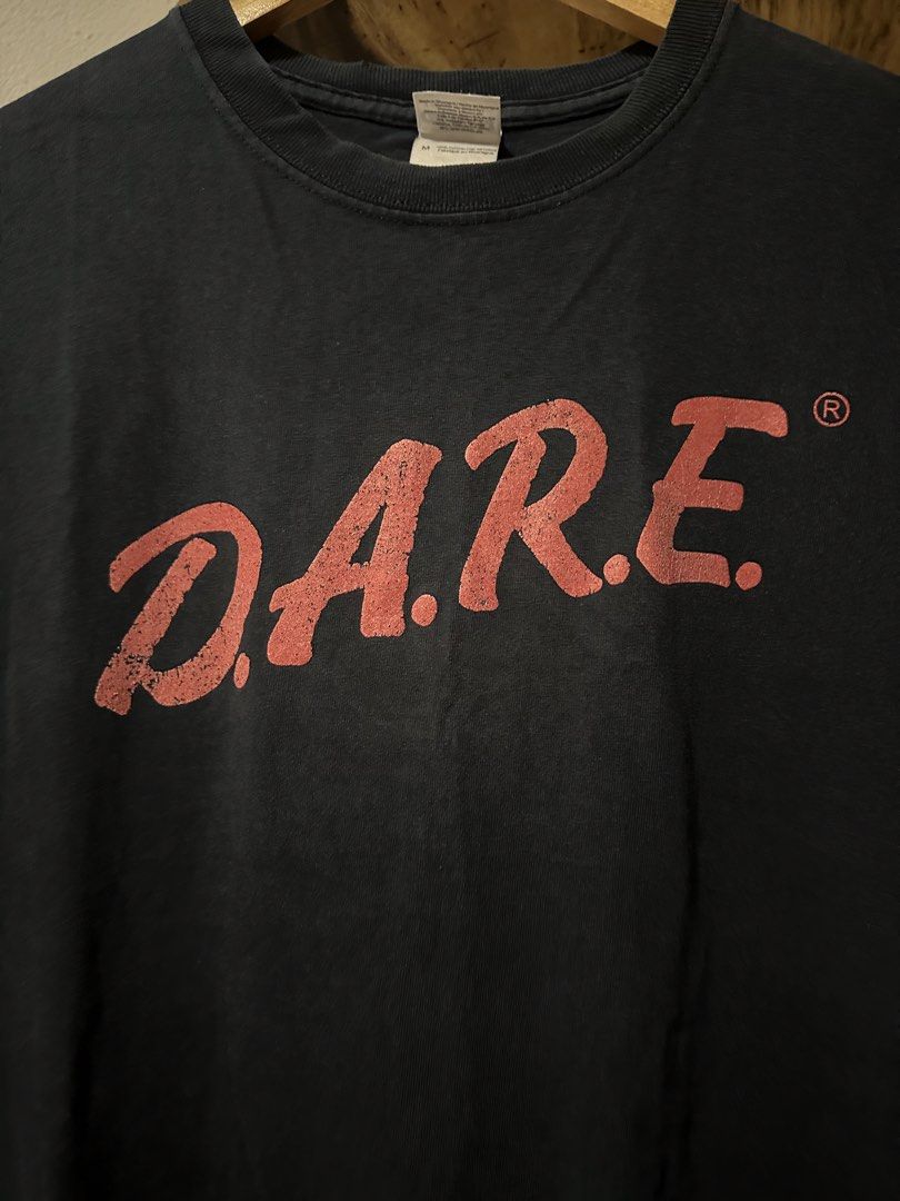 Vintage DARE Shirt (Category: Tshirts & Polo Shirts ) located in Bulacan. Submitted by geoffkristian (Listing ID 1459936000, Image 3). Description: Vintage Dare Shirt Gildan tag Medium on tag Double Stitch Issue: pinholes Check pics for condition Dimensions: Width: 19 Length: 27 ₱349.