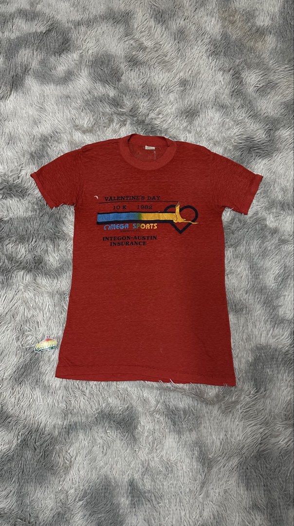 Vintage paper thin tee (Category: Tshirts & Polo Shirts ) located in Manila. Submitted by paulovenegaskalakal2020 (Listing ID 1459904301, Image 1). Description: For sale! Kalakal Vintage paper thin tee 1980's Roach tag Valentines day 1982 Omega sports- intergon austin insurance Medium- 16 width x 26.5 length inches Slice holes, stains Sign of usage Good MINE 2,890 +sf.