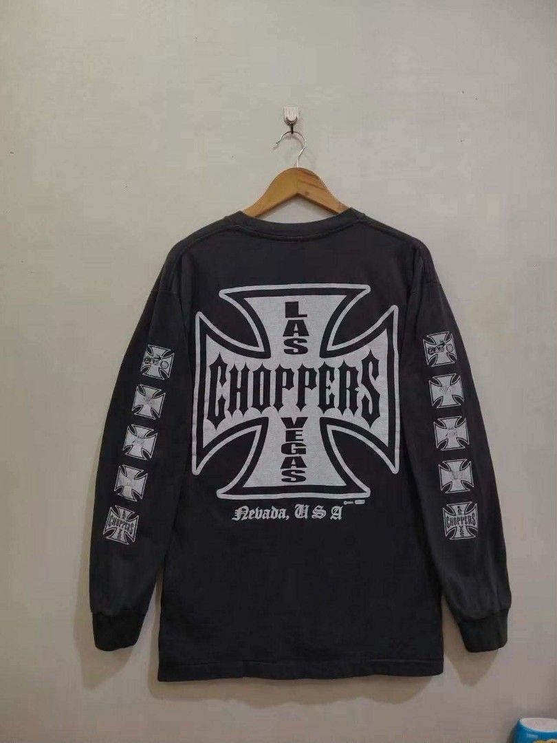 Vintage West Cost Choppers Dated 2003 (Category: Coats, Jackets and Outerwear) located in Binalbagan. Submitted by prprthrift (Listing ID 1460053167, Image 1). Description: 2003 VINTAGE WCC 🔥 West Coast Choppers Las Vegas Longsleeve Size XL | Faded Black | US Made Jesse James era. Grail piece. No flaws. Just natural vintage fade. Rare na makahanap ng ganito ngayon..