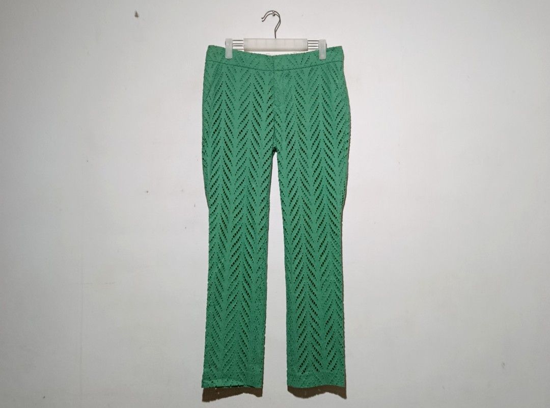 Vivienne Tam - Chervon Leaf Broderie Eyelet Pattern Pants (Category: Other Bottoms) located in San Fernando. Submitted by son.twice.stuff (Listing ID 1460049016, Image 1). Description: Item: Vivienne Tam - Chervon Leaf Broderie Eyelet Pattern Pants Tagged Size: 6 Dimensions Waistline: 15.5" Rise: 10" Thigh: 10.5" Length: 38" Inseam: 28.5" Leg Opening: 6.5" Condition: Excellent Made In Hong Kong Material Shell: 100% Cotton Lining: 100% Cotton Pric