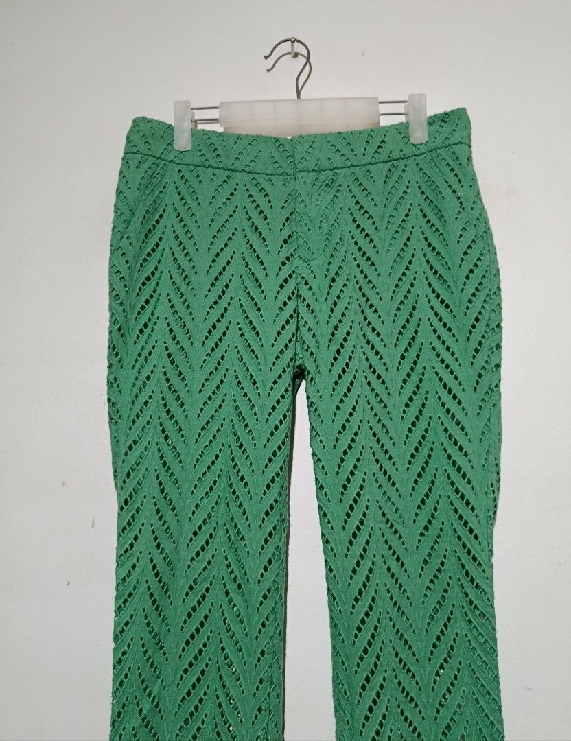 Vivienne Tam - Chervon Leaf Broderie Eyelet Pattern Pants (Category: Other Bottoms) located in San Fernando. Submitted by son.twice.stuff (Listing ID 1460049016, Image 3). Description: Item: Vivienne Tam - Chervon Leaf Broderie Eyelet Pattern Pants Tagged Size: 6 Dimensions Waistline: 15.5" Rise: 10" Thigh: 10.5" Length: 38" Inseam: 28.5" Leg Opening: 6.5" Condition: Excellent Made In Hong Kong Material Shell: 100% Cotton Lining: 100% Cotton Pric