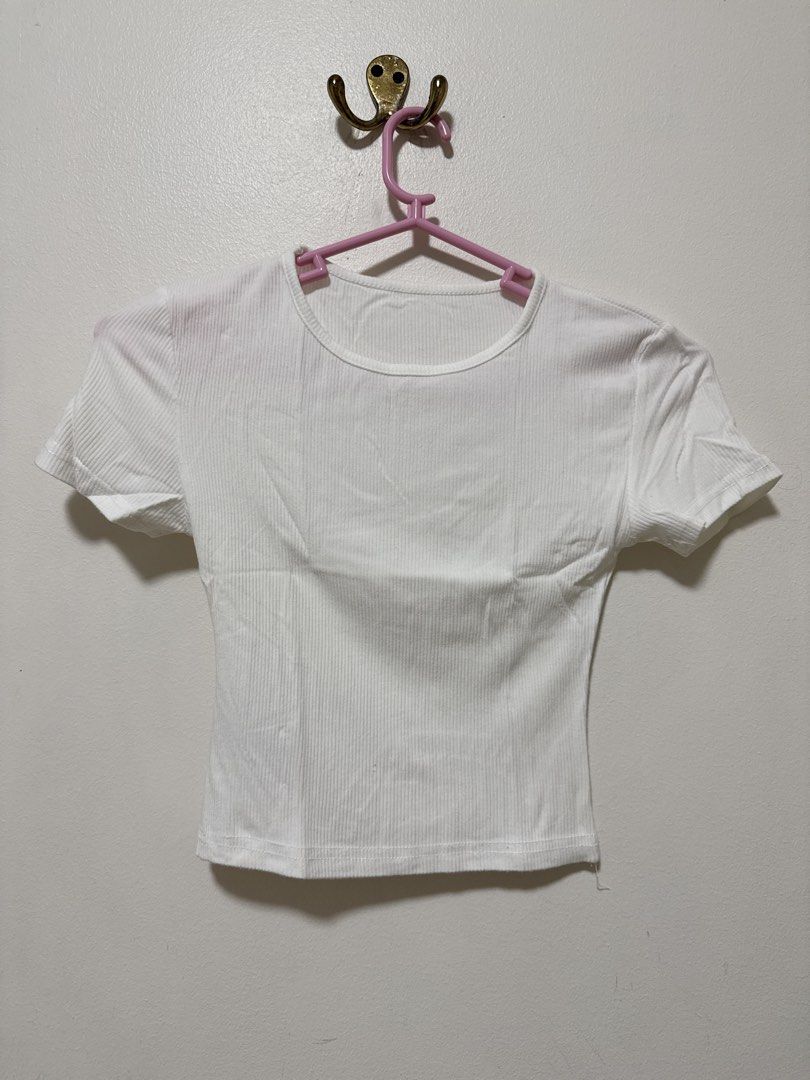 White Ribbed Cropped T-shirt (Category: Shirts) located in Quezon City. Submitted by clothe.kr (Listing ID 1460046709, Image 1). Description: .