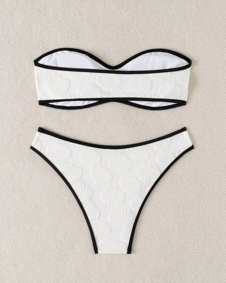White Textured Strapless Bikini with Black Trim (Category: Bikinis & Swimsuits) located in Cebu City. Submitted by zarizariii___ (Listing ID 1460092842, Image 2). Description: Adorable white bikini i wore in Bora!.
