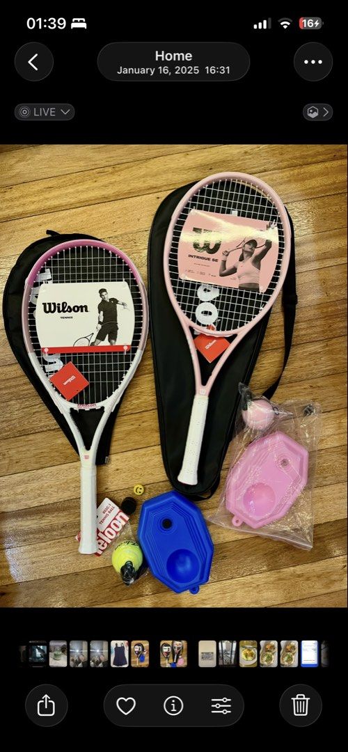 Wilson Pink Burn 113 Tennis Racket (Category: Racket and Ball Sports) located in San Juan City. Submitted by thrift.closet (Listing ID 1460092105, Image 1). Description: [Wilson tennis racket] [pink racket for beginners] [on-hand] WILSON PINK BURN 113 💗 - 113 square inches - 259g - grip size 1 - perfect for beginner tennis players - with freebies :) Feel free to pm me for other models, I’ll try to source for you! ✅ Gcash/ bank transfer 💬 PM me 