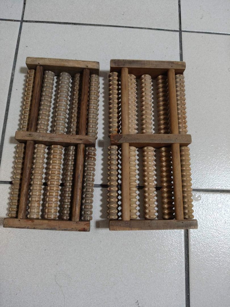 Xmas Discount!!! Wooden Foot Roller Massager 2x (Category: Massage Devices) located in Quezon City. Submitted by oddduck02 (Listing ID 1459910393, Image 3). Description: - 2x pieces wooden foot roller massager - Features multiple rollers for effective foot massage - Perfect for relieving tired feet after a long day - Simple and easy to use: just by rolling your feet over them - Reason for selling = Cleaning house - Approximate Size = L - 10 1/2in